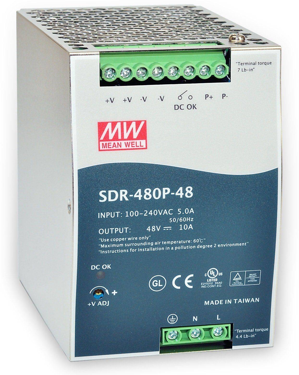 Блок питания 48В Mean Well SDR-480P-48 Блок питания 48В Mean Well SDR-480P-48